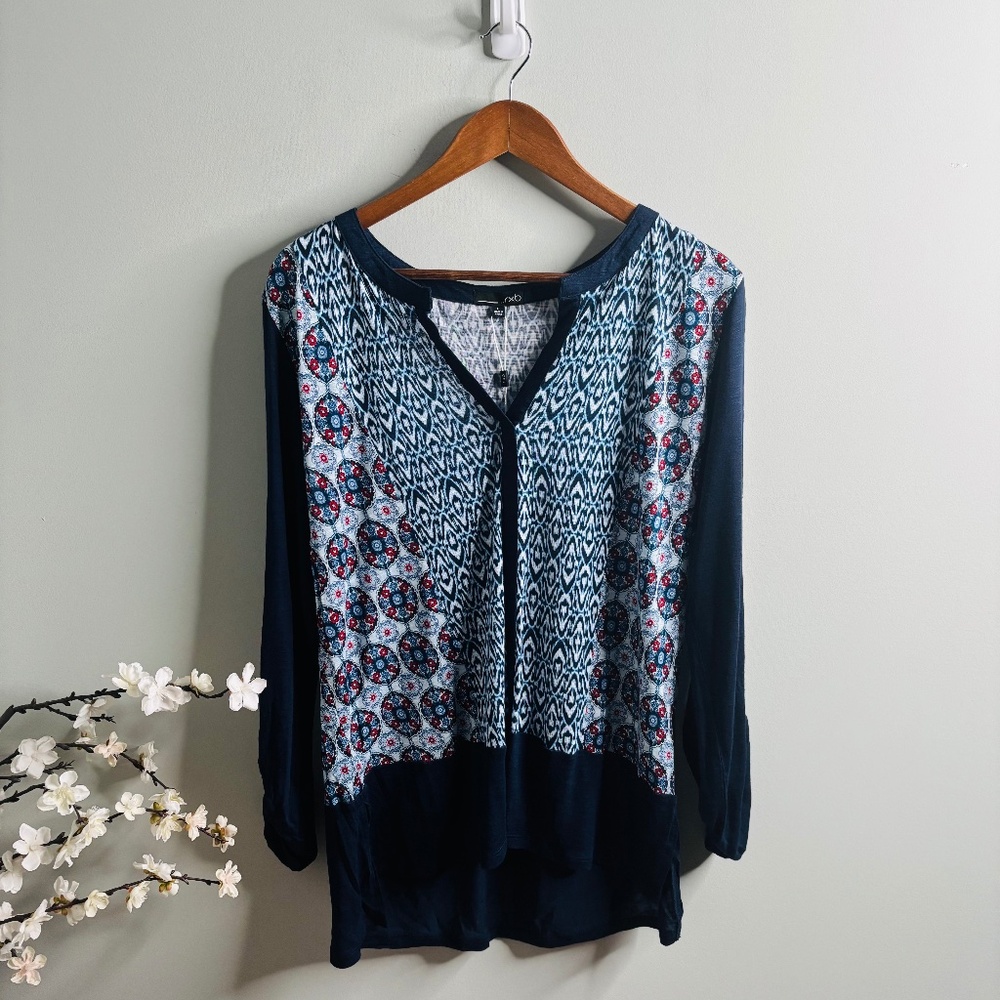 RXB Blue Spilt Neck Blouse Size L